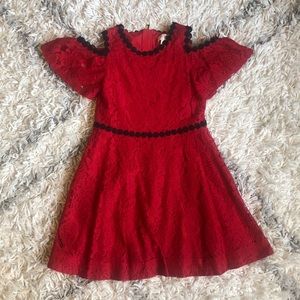 Kate Spade Girls Red Lace Could Shoulder Dress 10